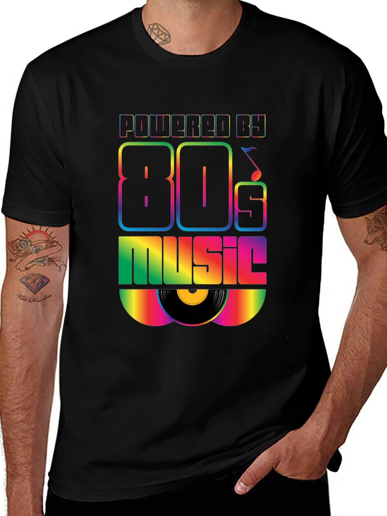 Powered by 80s Music Graphic T-Shirt