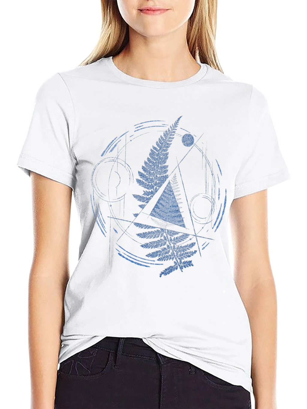 Geometric Fern Graphic Print Mens T-Shirt