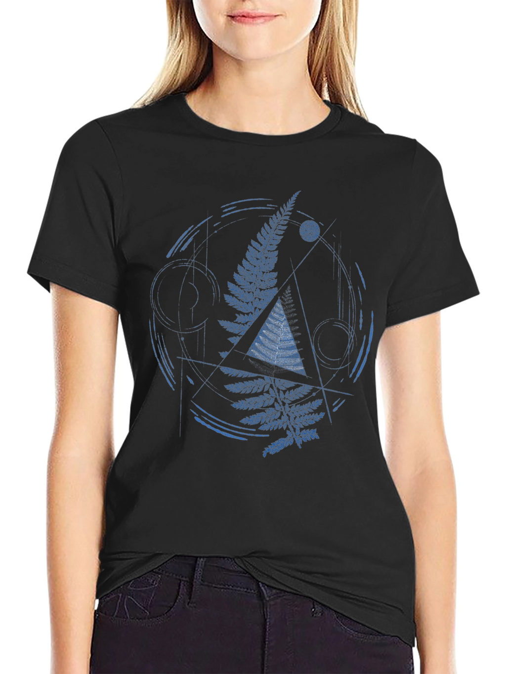 Geometric Fern Graphic Print Mens T-Shirt