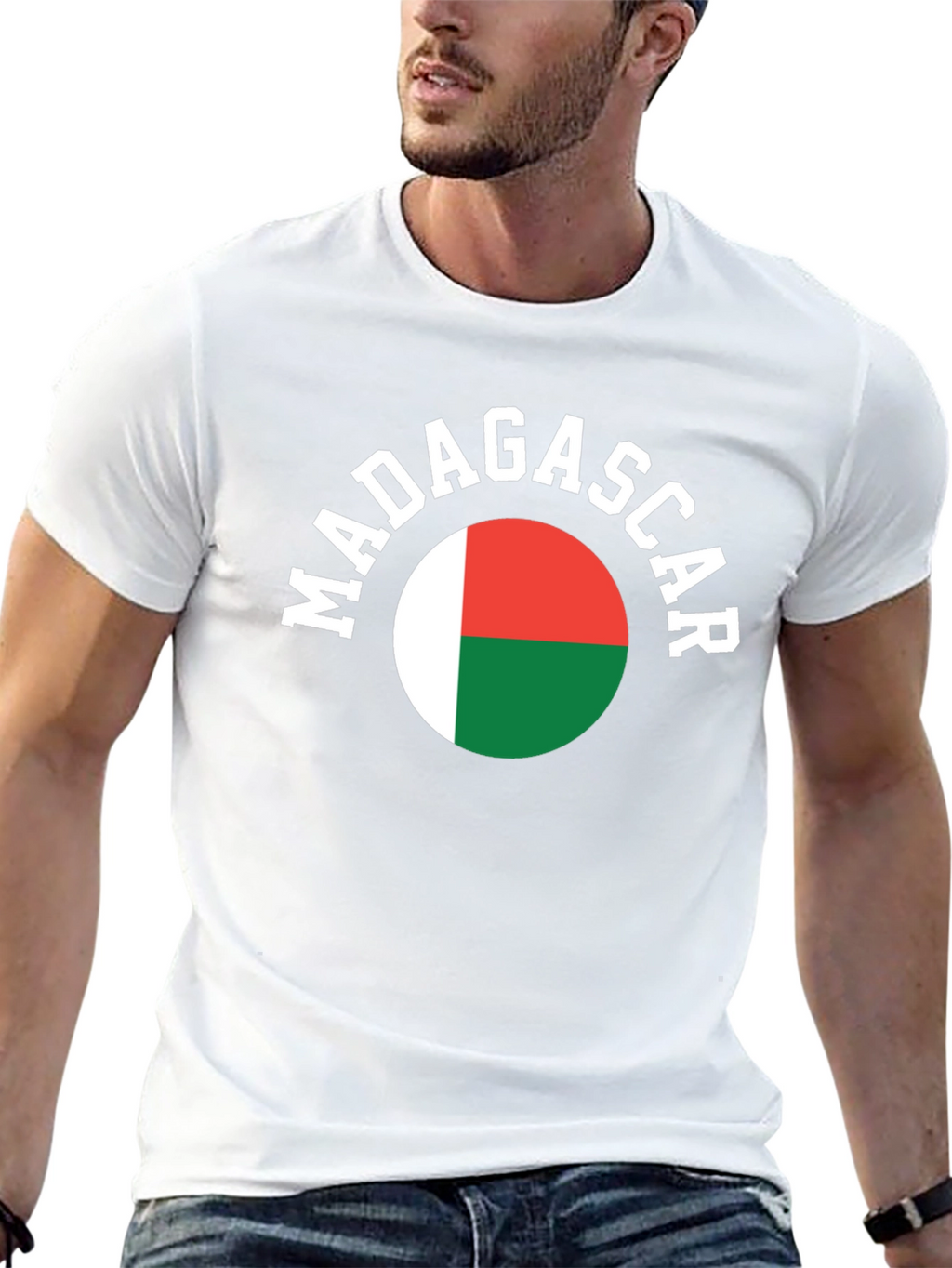 Madagascar Flag T-Shirt -  Mens Black Tee