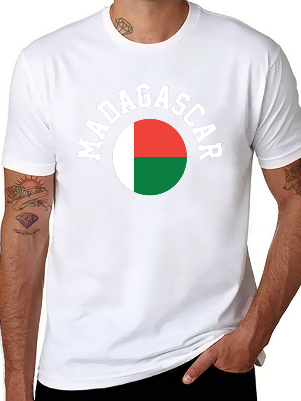 Madagascar Flag T-Shirt -  Mens Black Tee