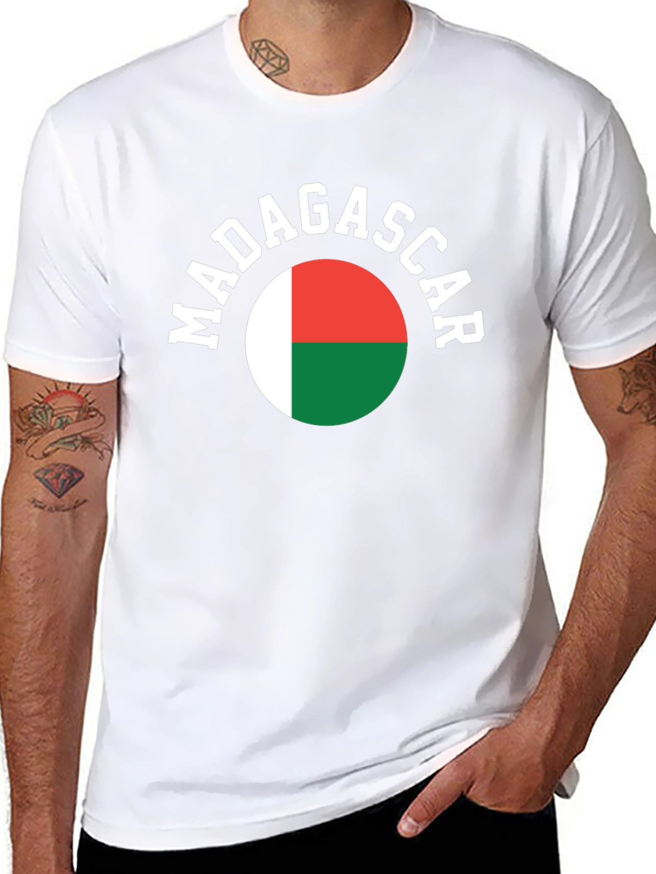 Madagascar Flag T-Shirt -  Mens Black Tee