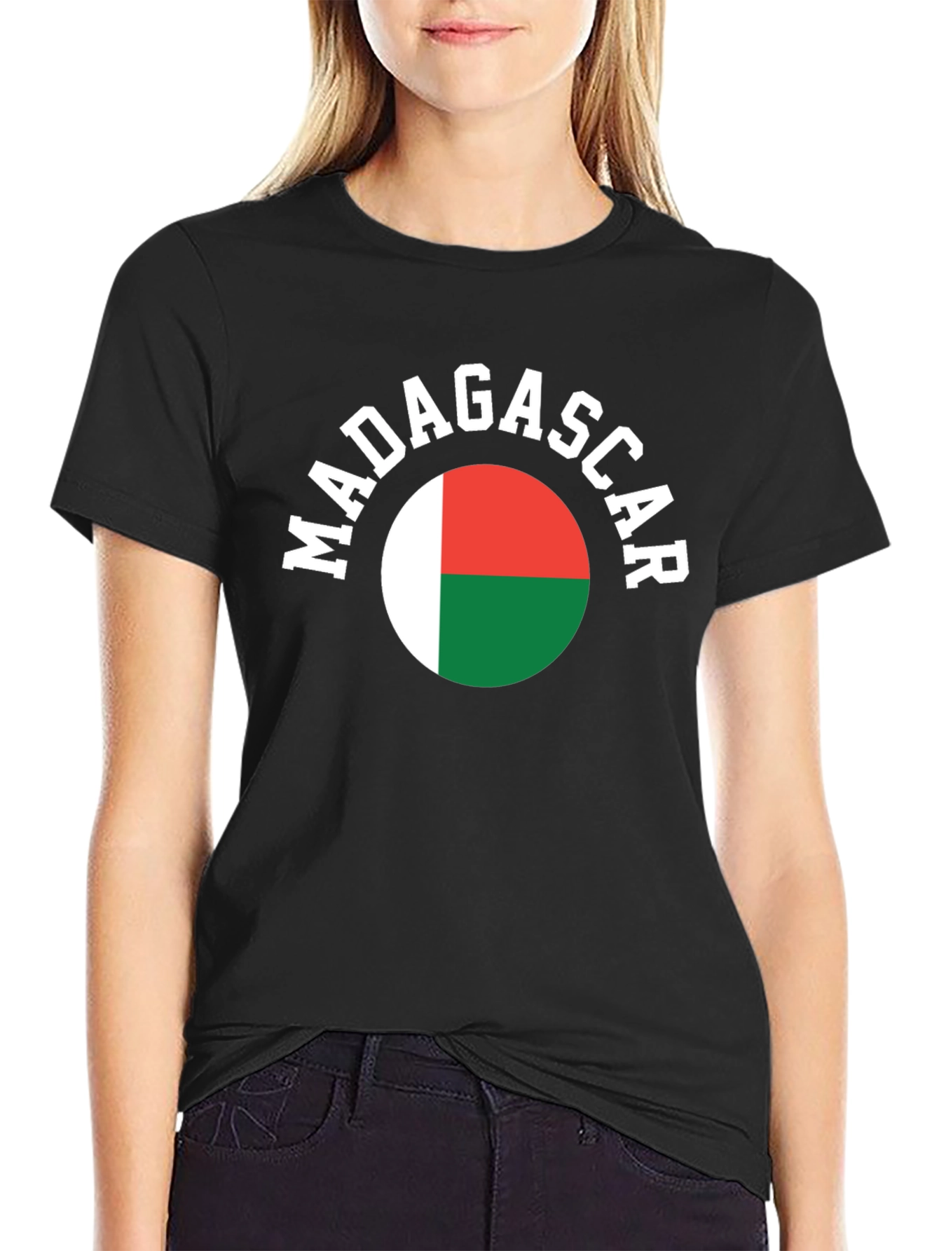 Madagascar Flag T-Shirt -  Mens Black Tee