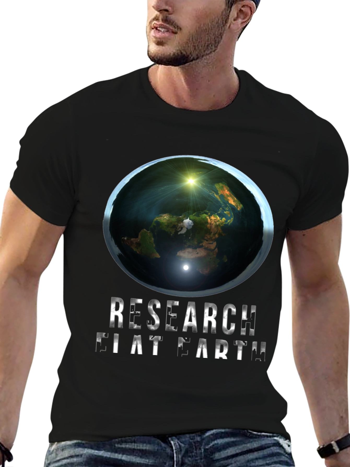 Research Flat Earth Graphic Tee - Conspiracy Humor