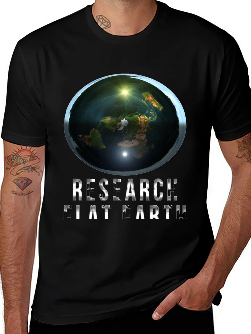 Research Flat Earth Graphic Tee - Conspiracy Humor