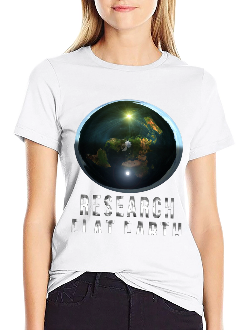 Research Flat Earth Graphic Tee - Conspiracy Humor