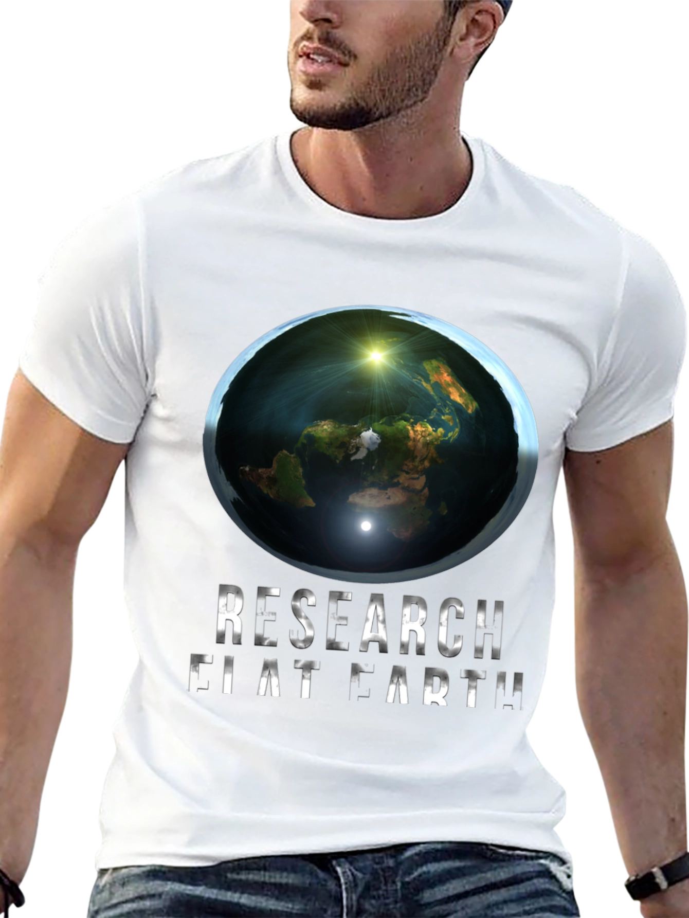 Research Flat Earth Graphic Tee - Conspiracy Humor