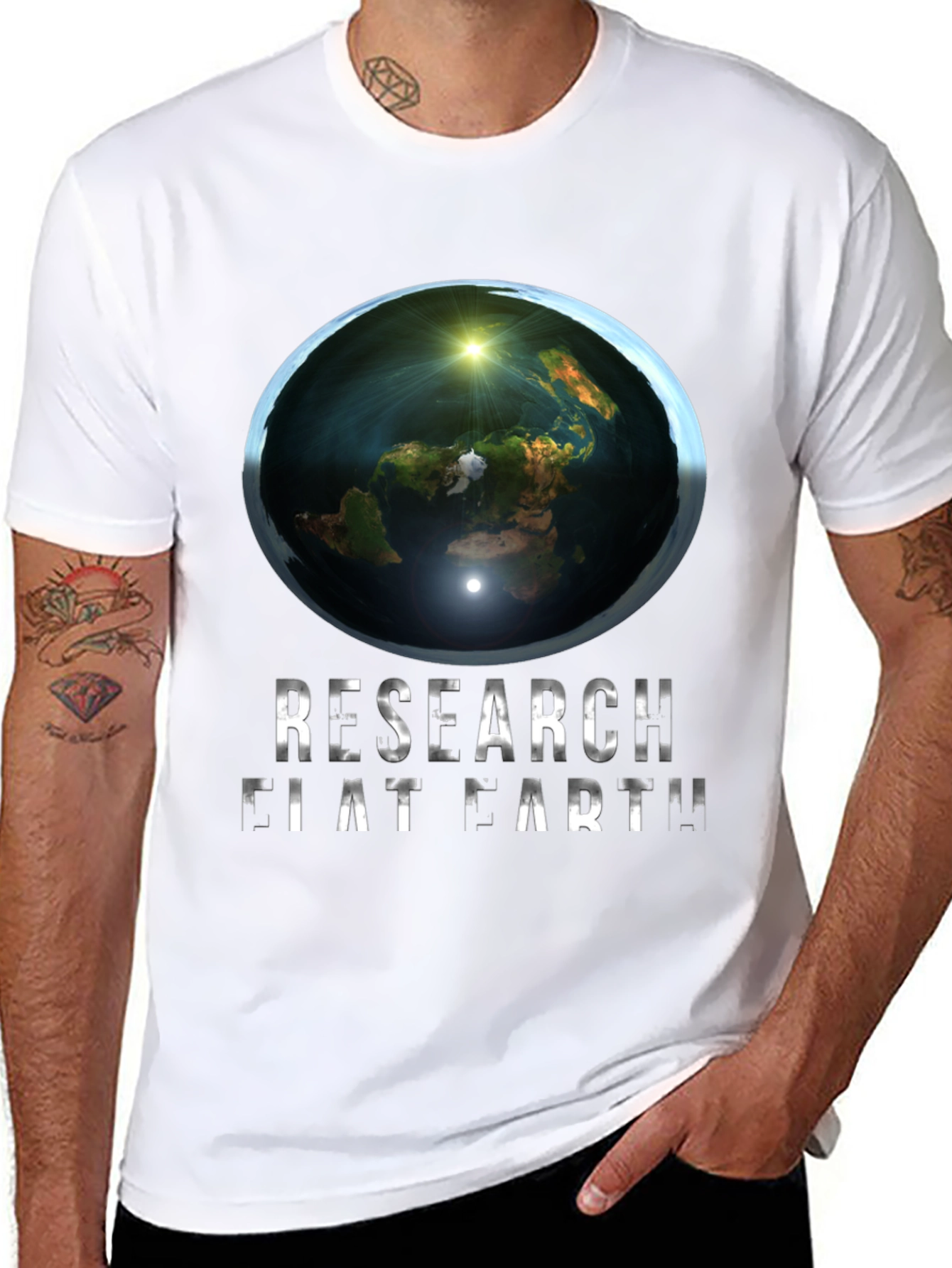 Research Flat Earth Graphic Tee - Conspiracy Humor