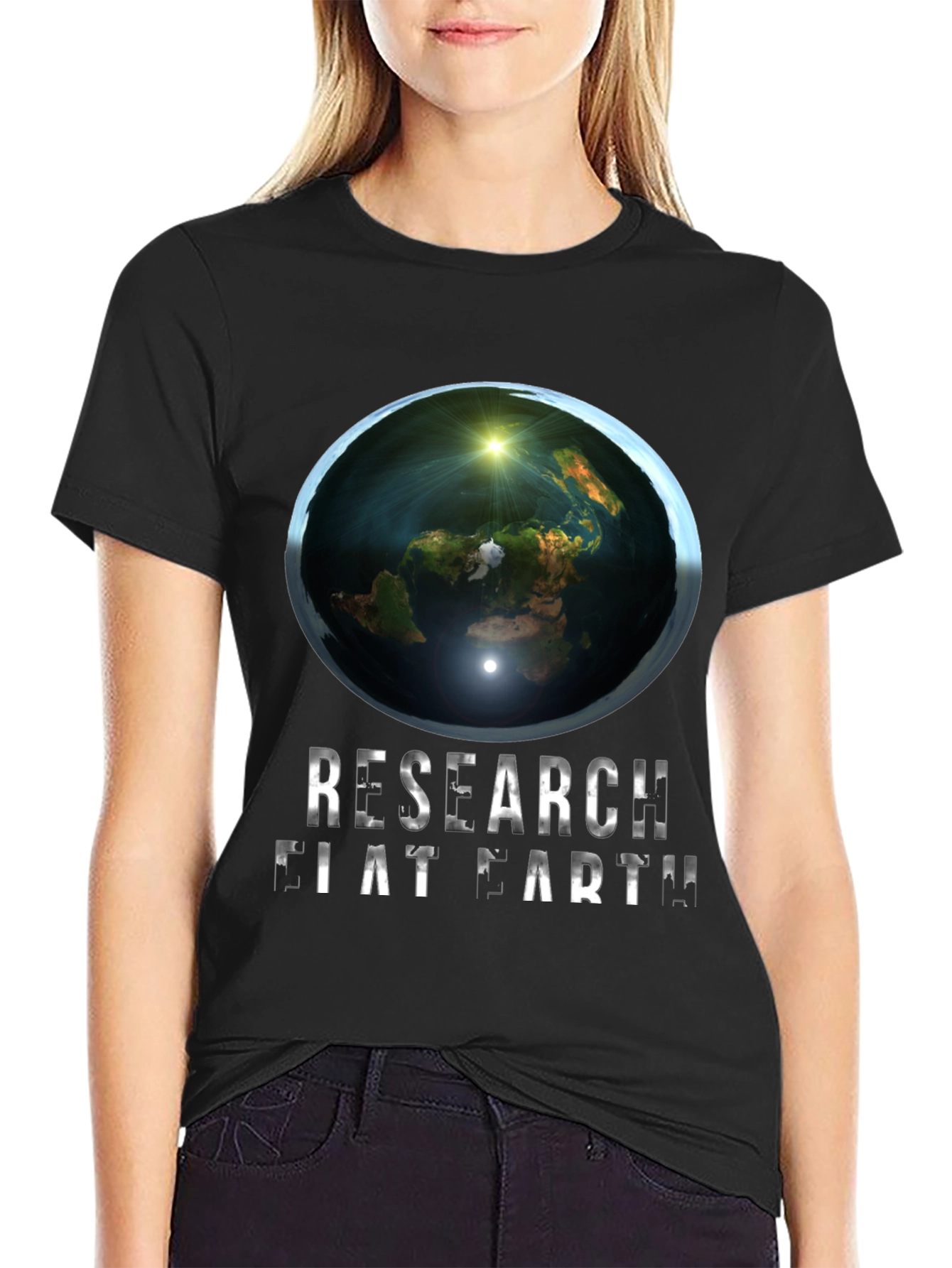 Research Flat Earth Graphic Tee - Conspiracy Humor