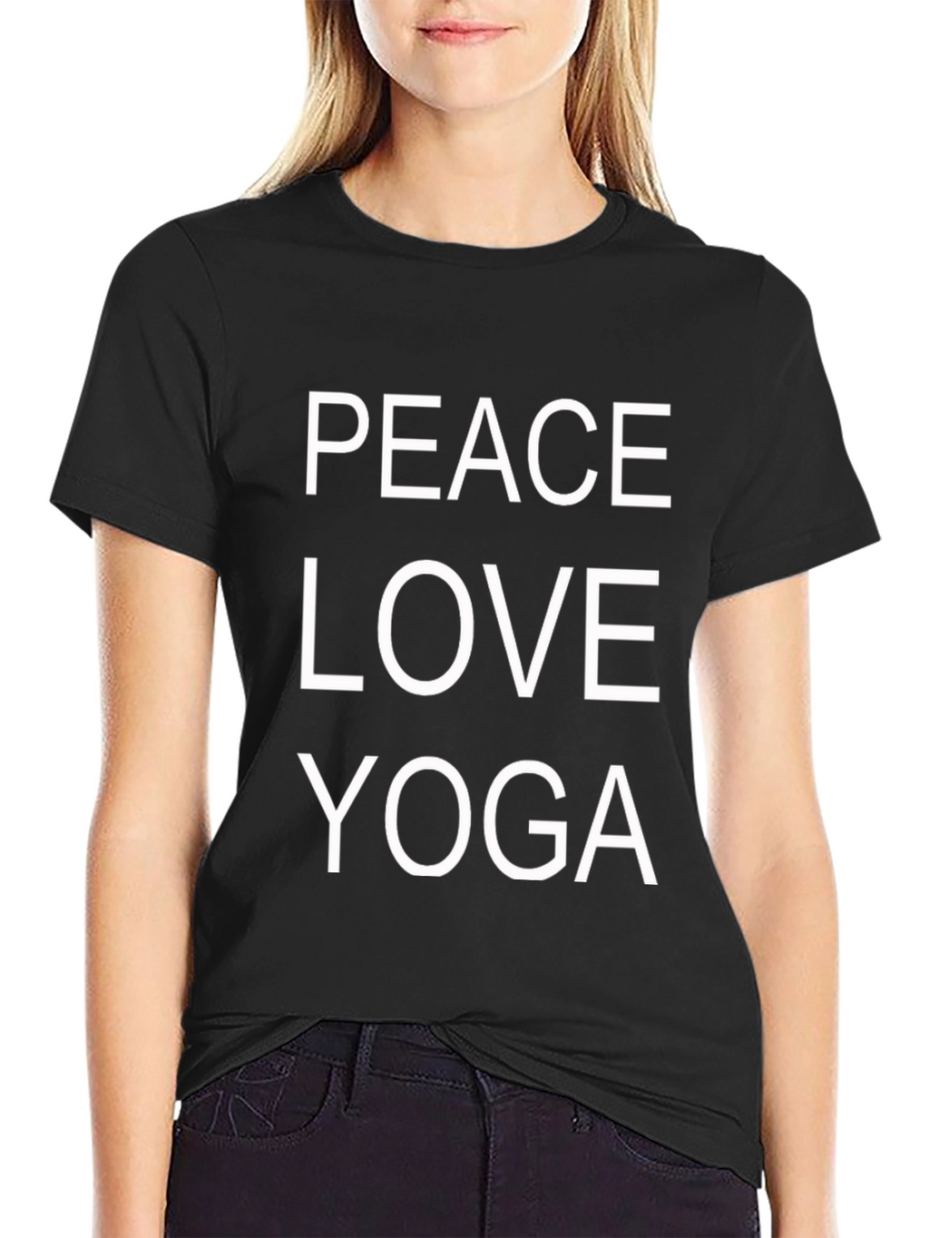 Peace Love Yoga Graphic T-Shirt - Black Cotton Blend
