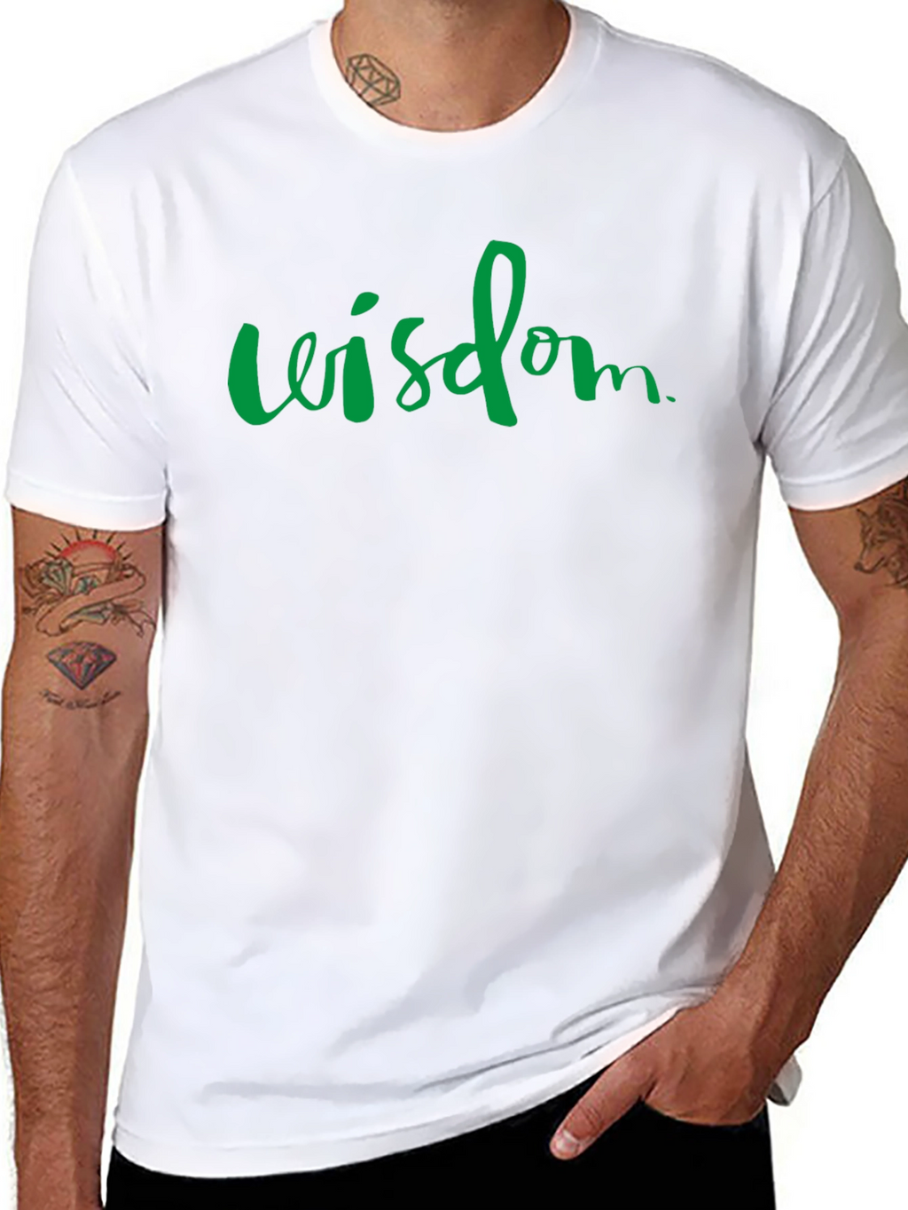 Wisdom Green Text Black T-Shirt