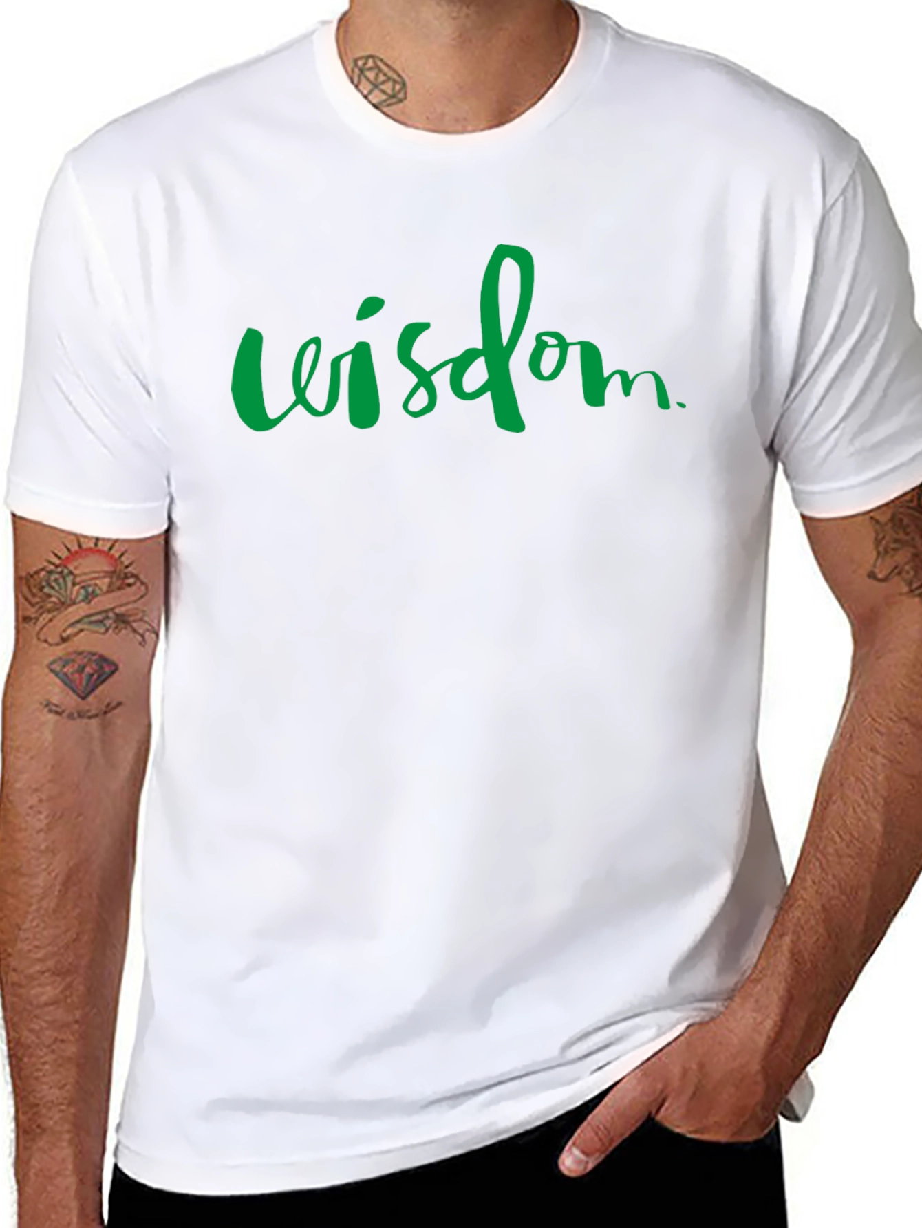 Wisdom Green Text Black T-Shirt