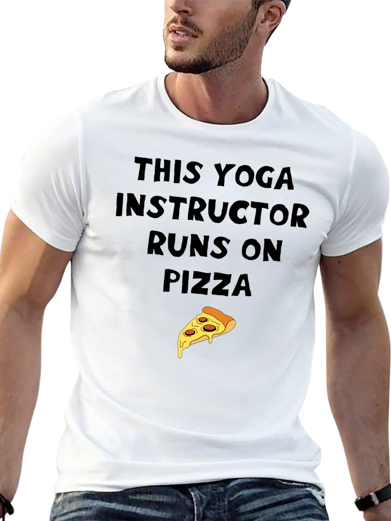 Yoga Instructor Pizza Graphic T-Shirt