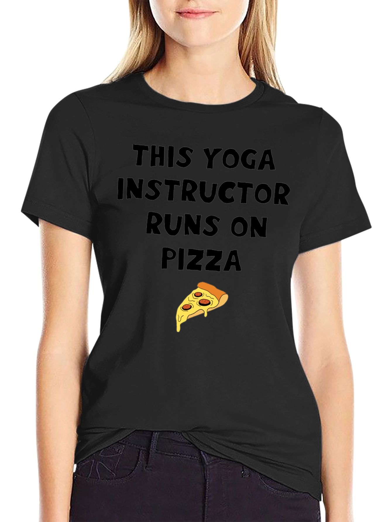 Yoga Instructor Pizza Graphic T-Shirt