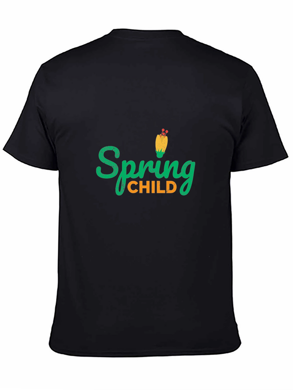 Spring Child Graphic T-Shirt - Black Cotton Tee