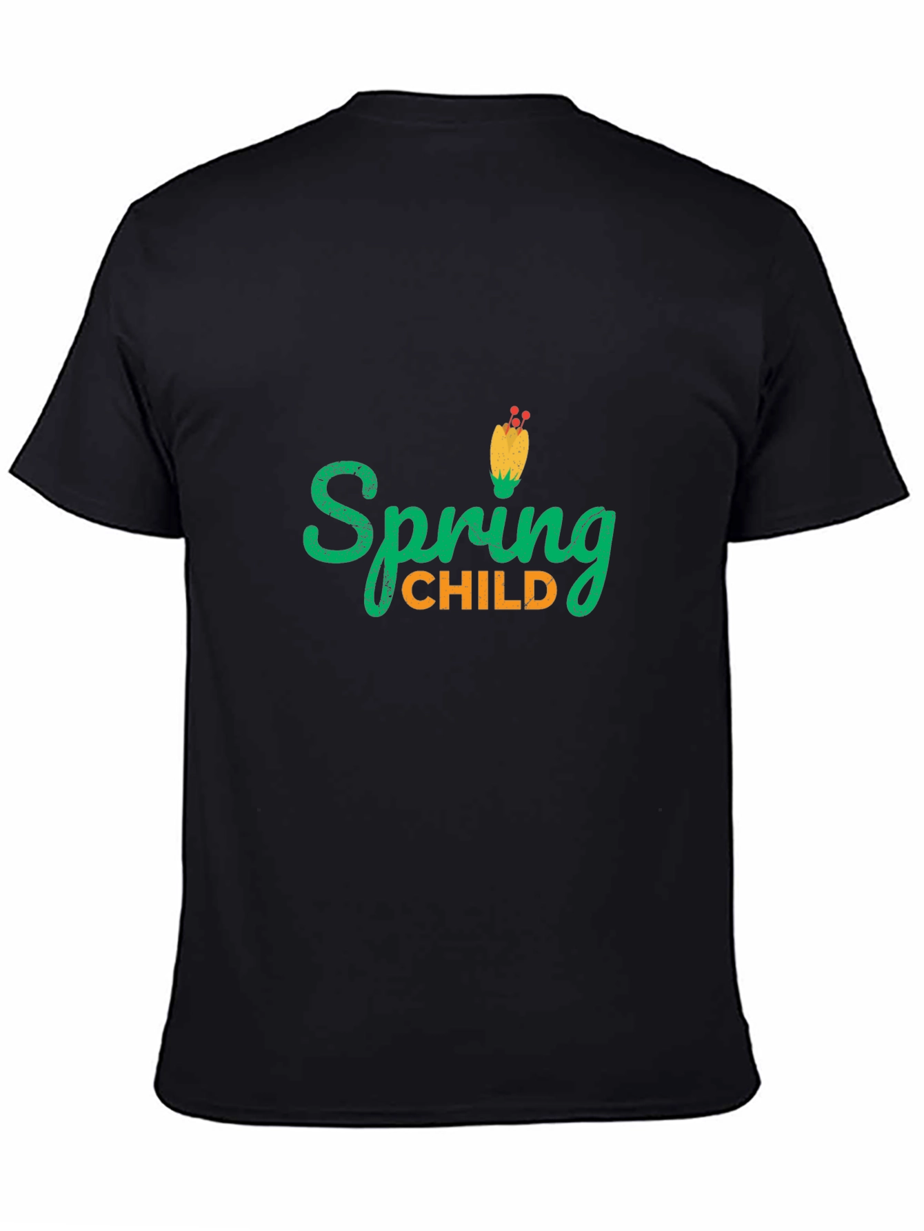 Spring Child Graphic T-Shirt - Black Cotton Tee