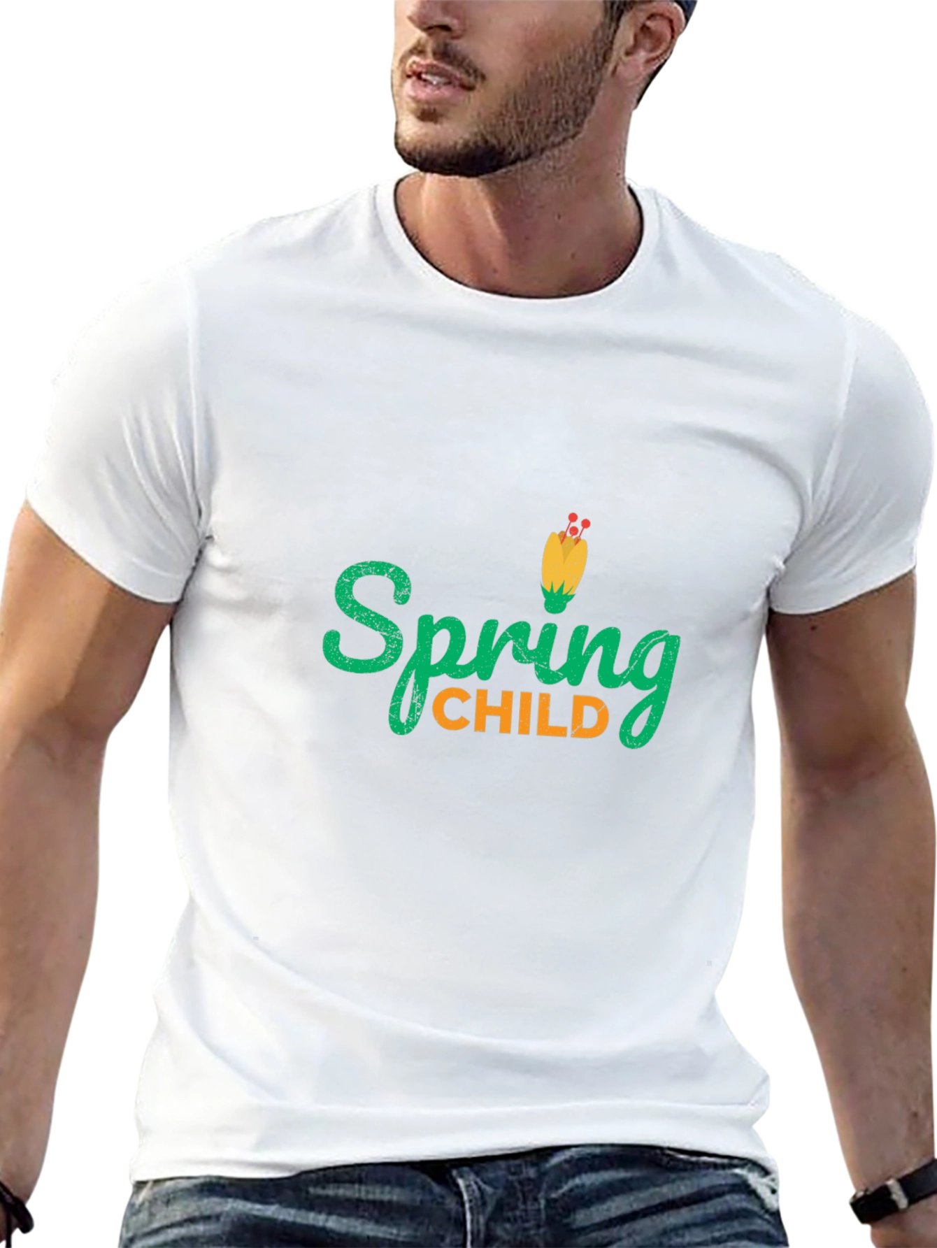 Spring Child Graphic T-Shirt - Black Cotton Tee