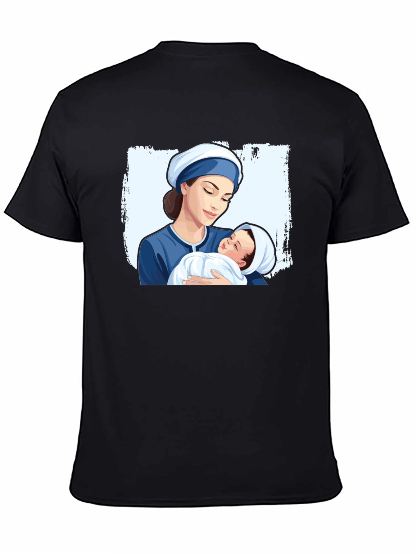 Mother and Baby Graphic Tee - Black Cotton T-Shirt