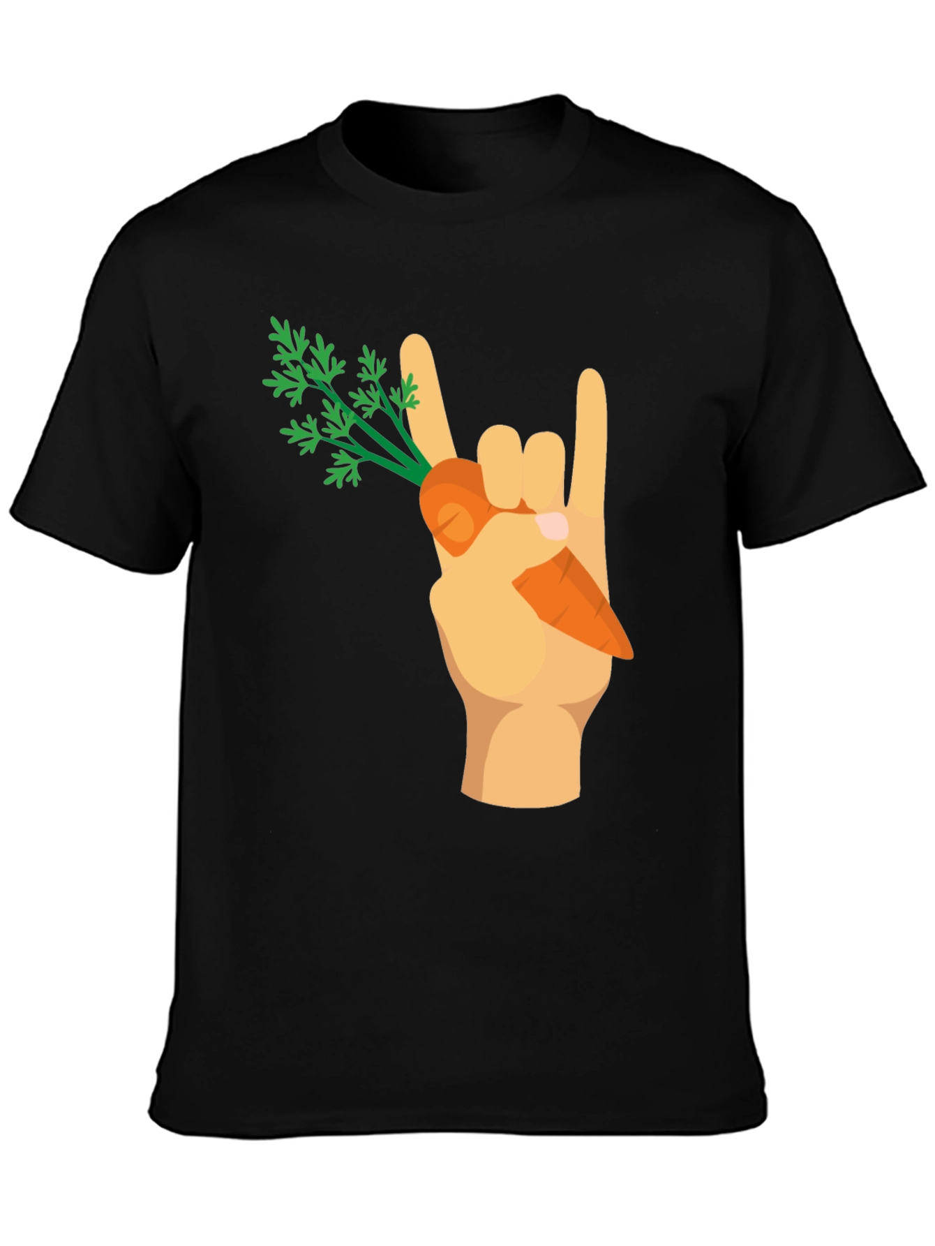 Rock On Vegan T-Shirt - Carrot Hand Gesture