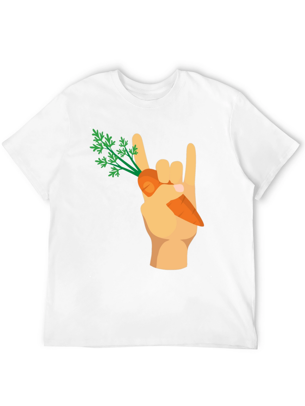 Rock On Vegan T-Shirt - Carrot Hand Gesture