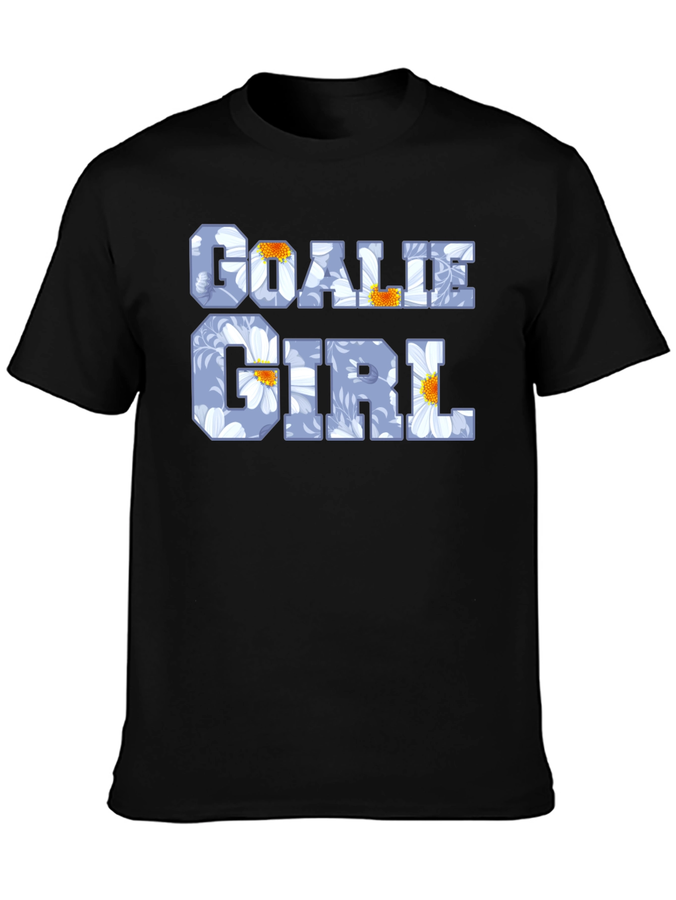 Goalie Girl Floral Print Black T-Shirt