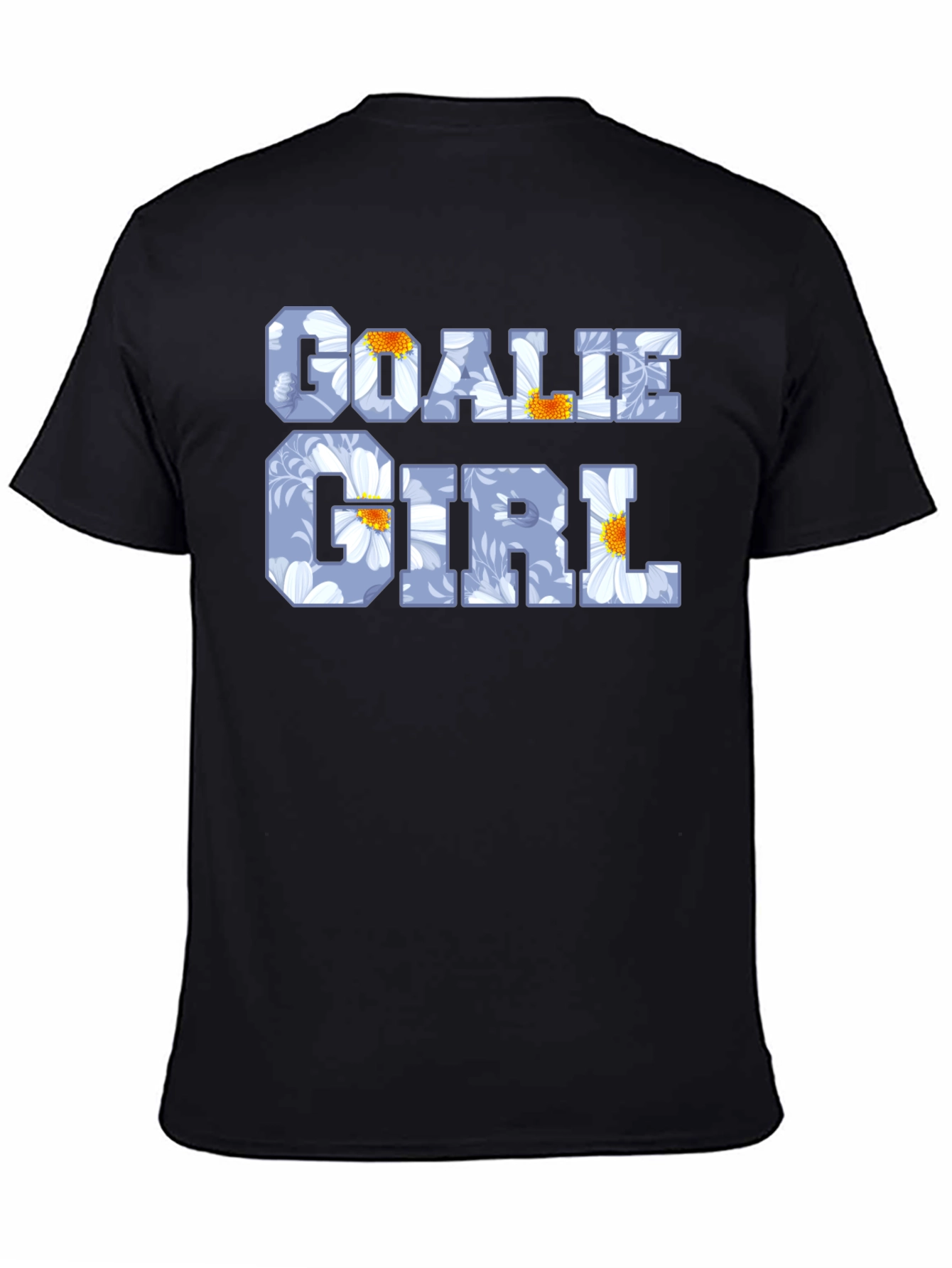 Goalie Girl Floral Print Black T-Shirt