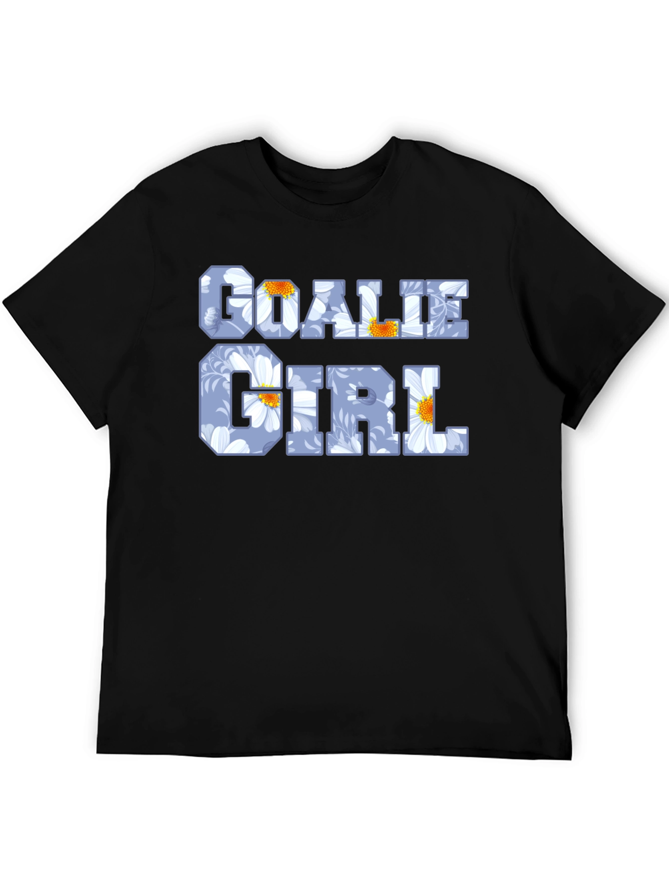 Goalie Girl Floral Print Black T-Shirt