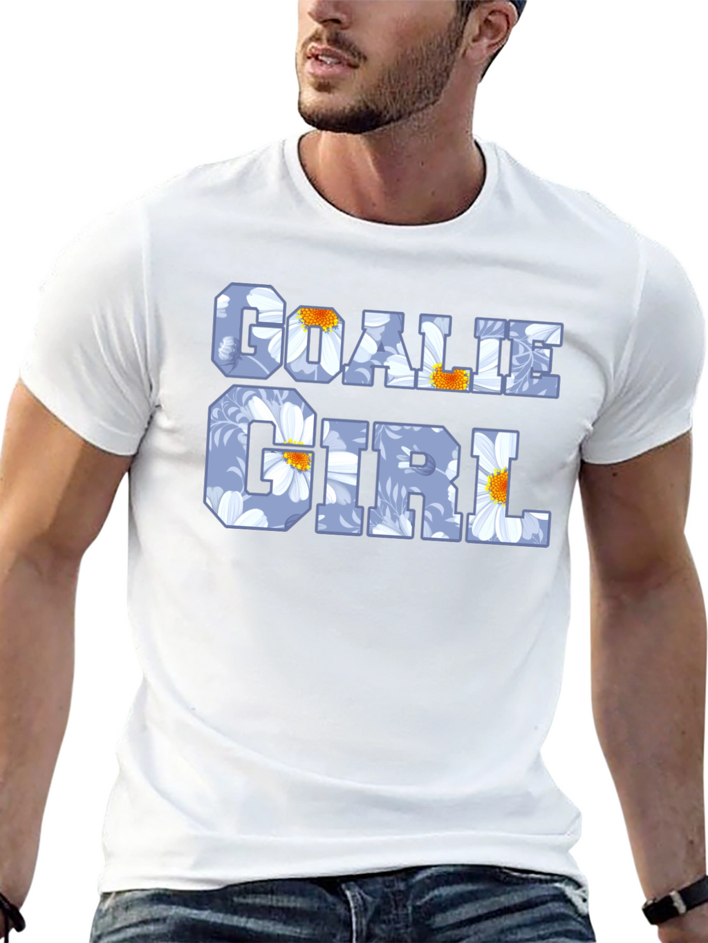 Goalie Girl Floral Print Black T-Shirt