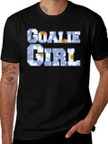 Goalie Girl Floral Print Black T-Shirt