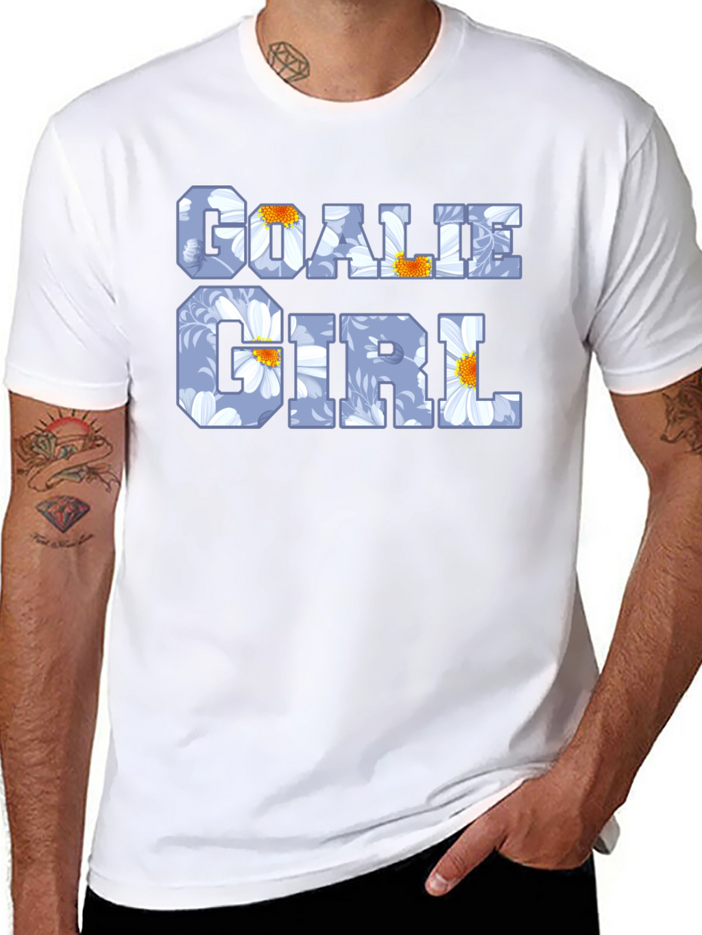 Goalie Girl Floral Print Black T-Shirt