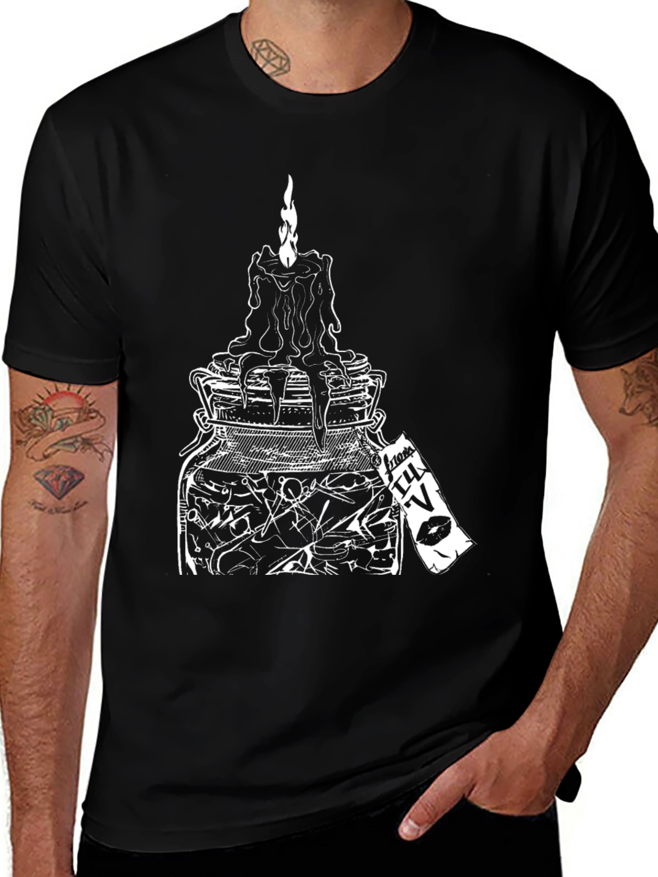 Occult Candle Jar Graphic Tee - Black
