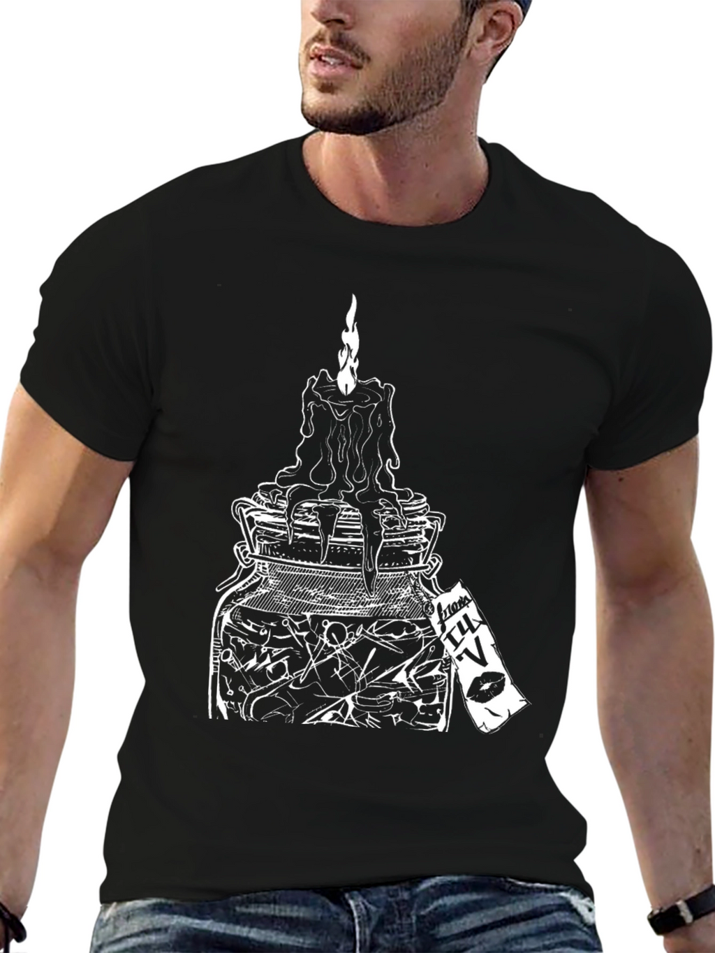 Occult Candle Jar Graphic Tee - Black