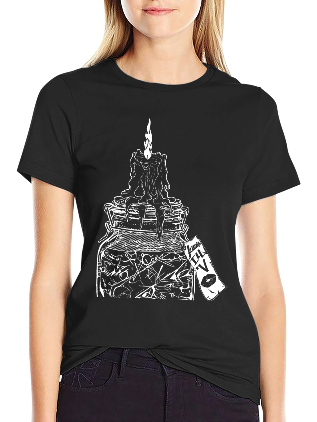 Occult Candle Jar Graphic Tee - Black