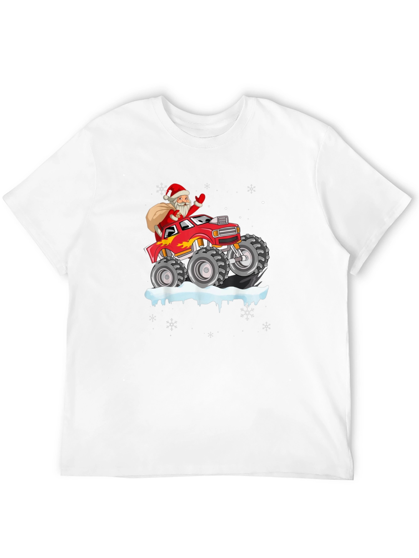 Santa Monster Truck Black T-Shirt - Christmas Holiday