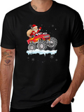 Santa Monster Truck Black T-Shirt - Christmas Holiday
