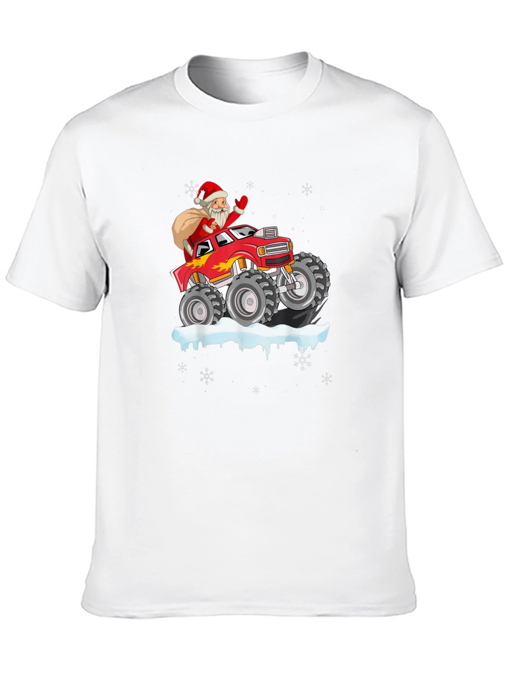 Santa Monster Truck Black T-Shirt - Christmas Holiday