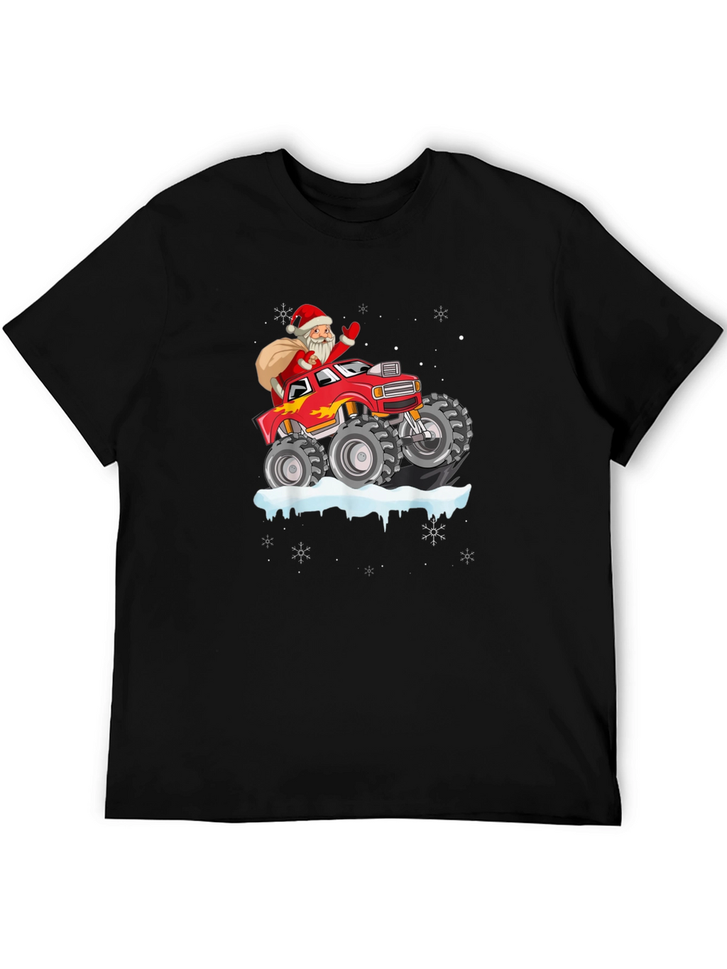 Santa Monster Truck Black T-Shirt - Christmas Holiday