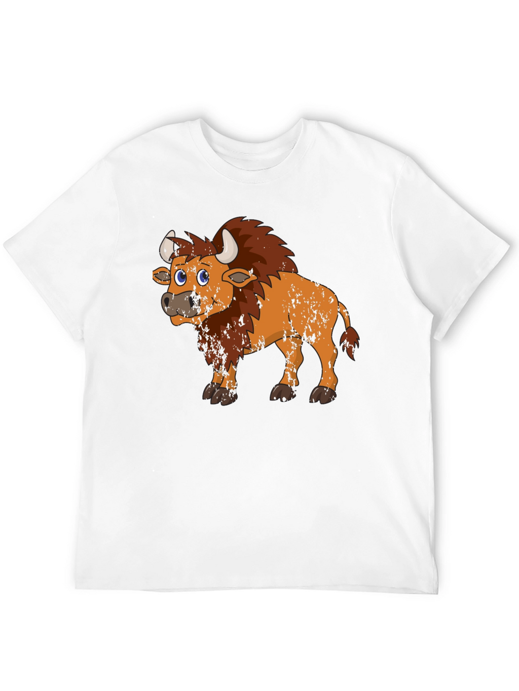 Cartoon Bison Graphic Tee - Black T-Shirt