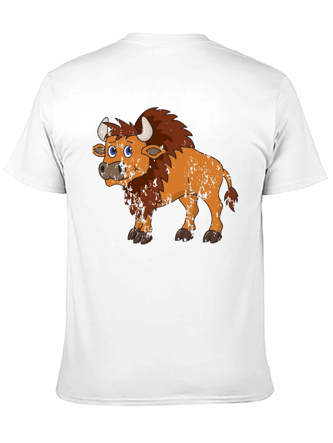 Cartoon Bison Graphic Tee - Black T-Shirt