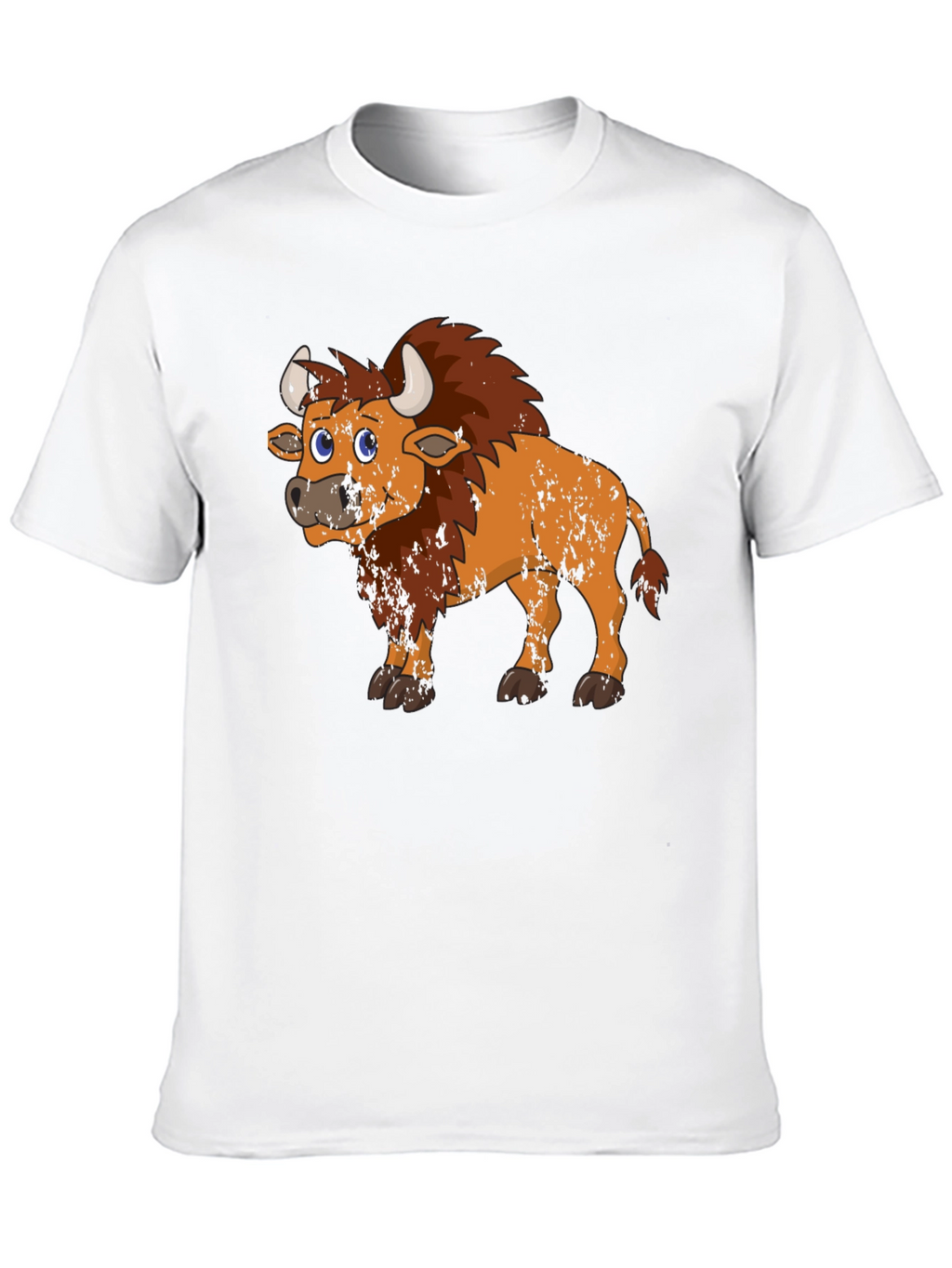 Cartoon Bison Graphic Tee - Black T-Shirt