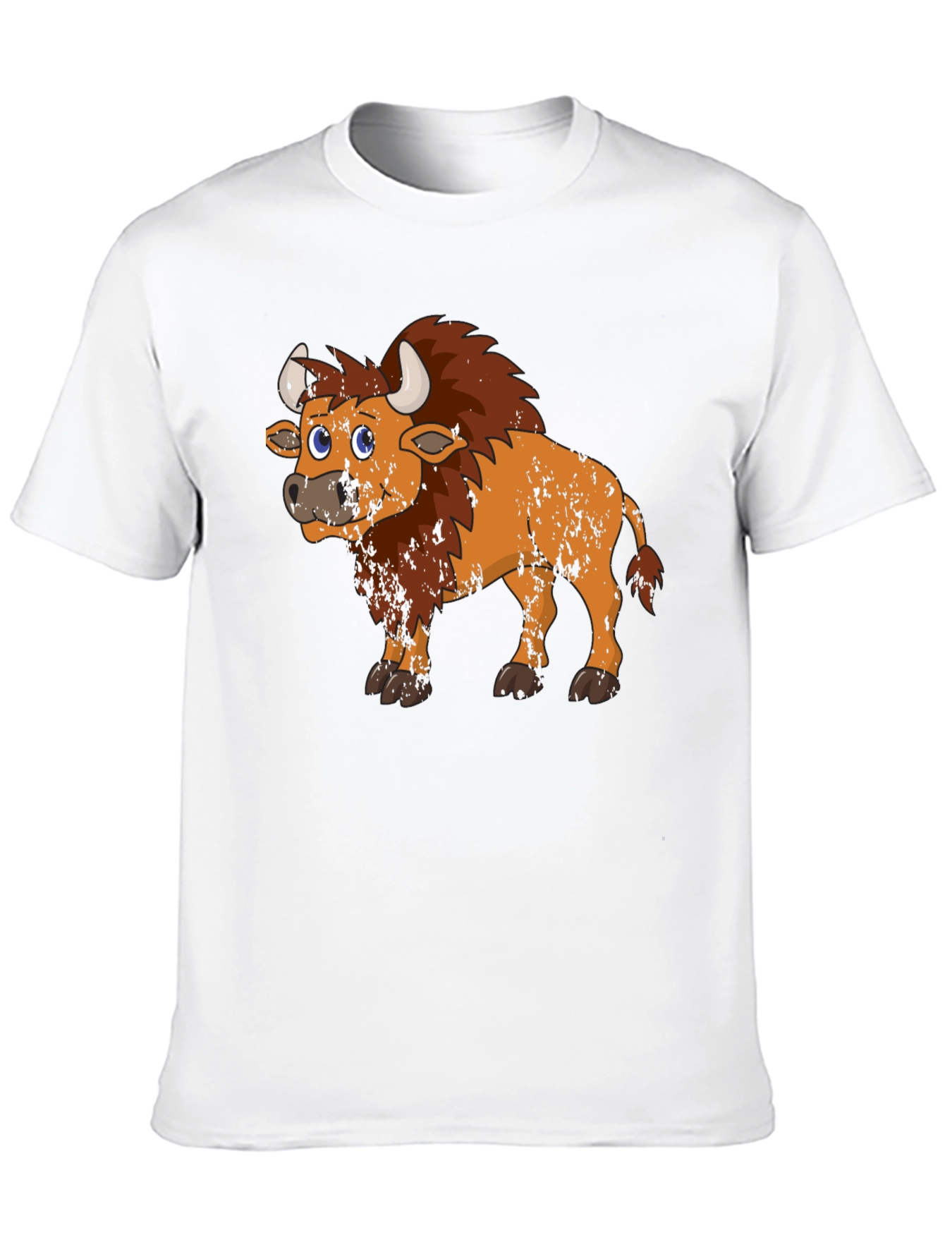 Cartoon Bison Graphic Tee - Black T-Shirt