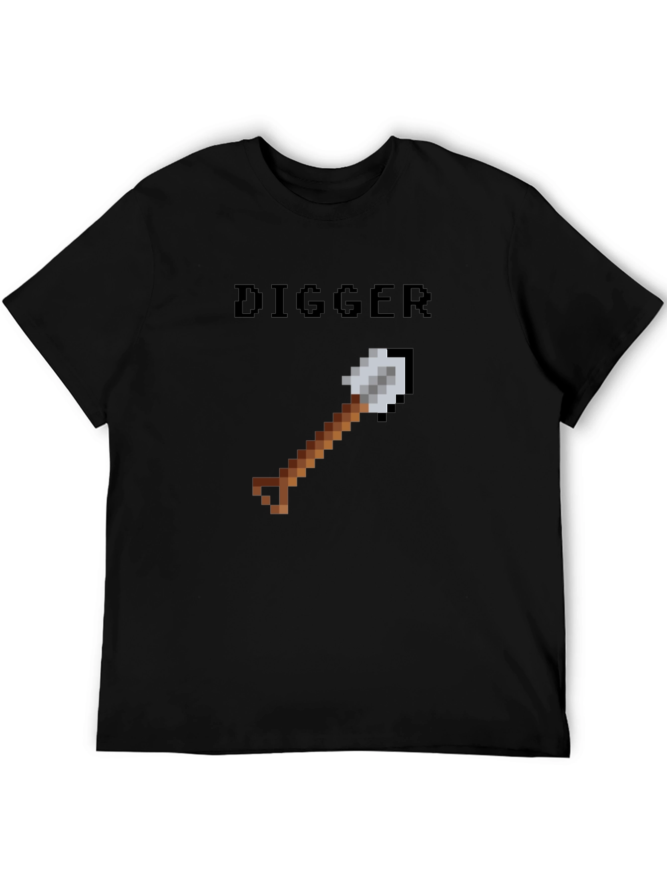 Digger Pixel Art T-Shirt - Black Casual Tee
