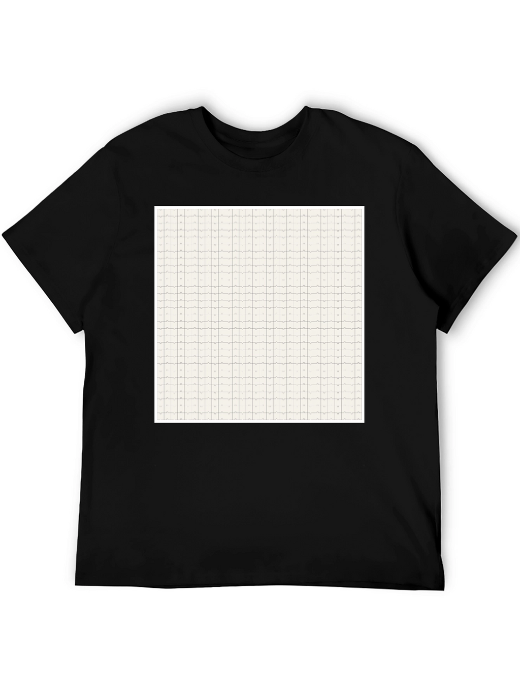 Grid Pattern Black Casual T-Shirt for Men