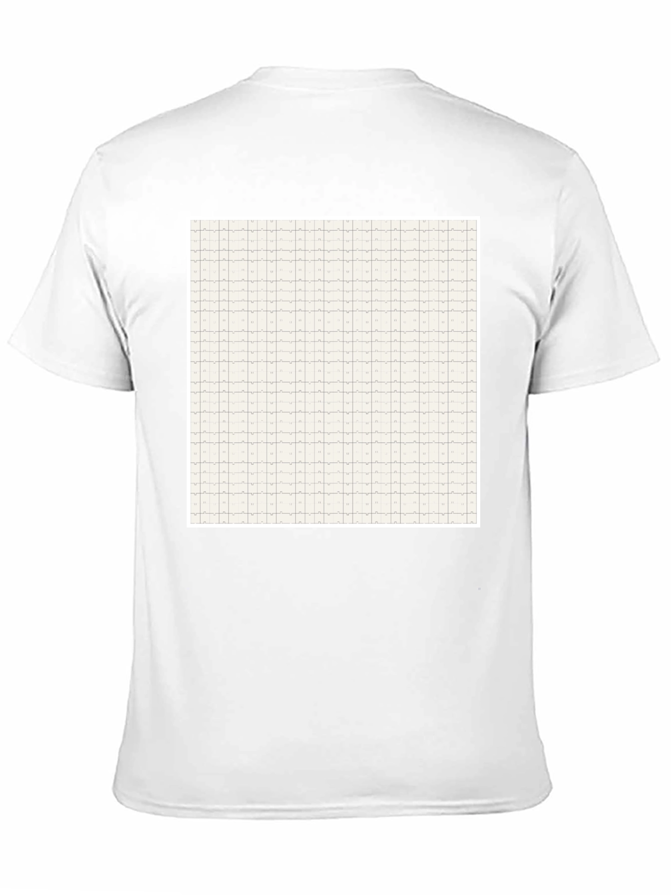 Grid Pattern Black Casual T-Shirt for Men