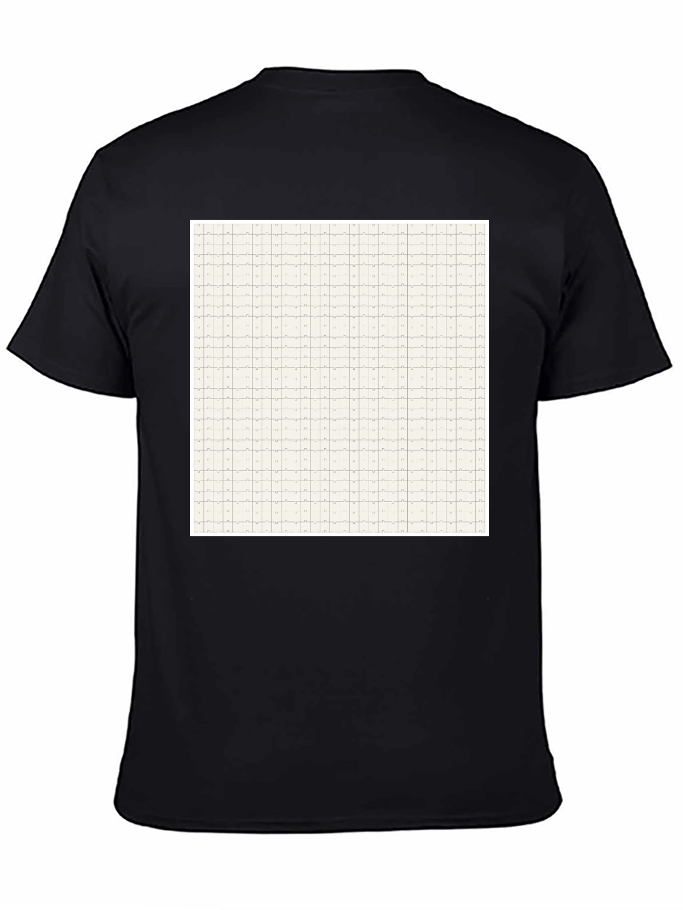 Grid Pattern Black Casual T-Shirt for Men