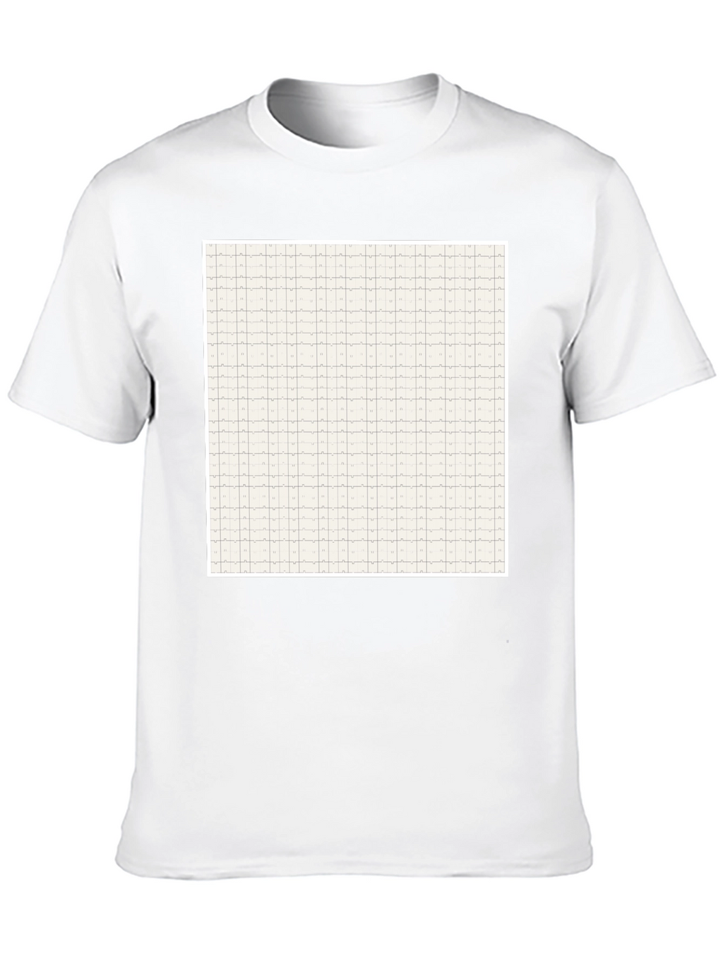 Grid Pattern Black Casual T-Shirt for Men