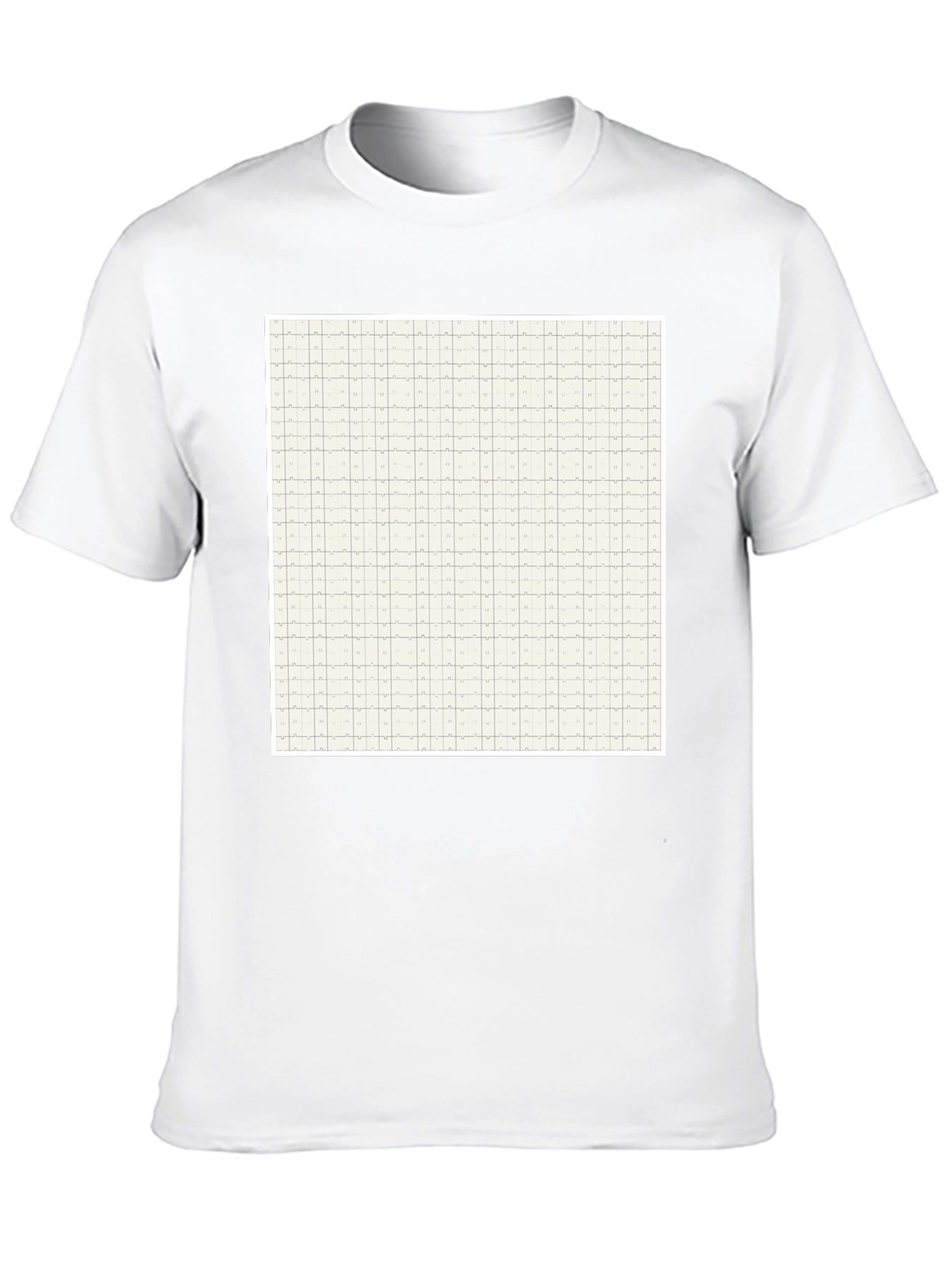 Grid Pattern Black Casual T-Shirt for Men