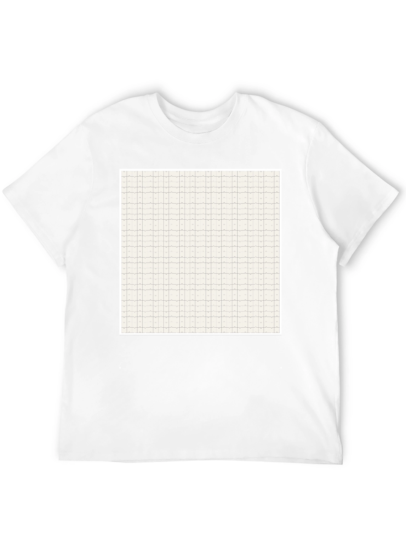 Grid Pattern Black Casual T-Shirt for Men