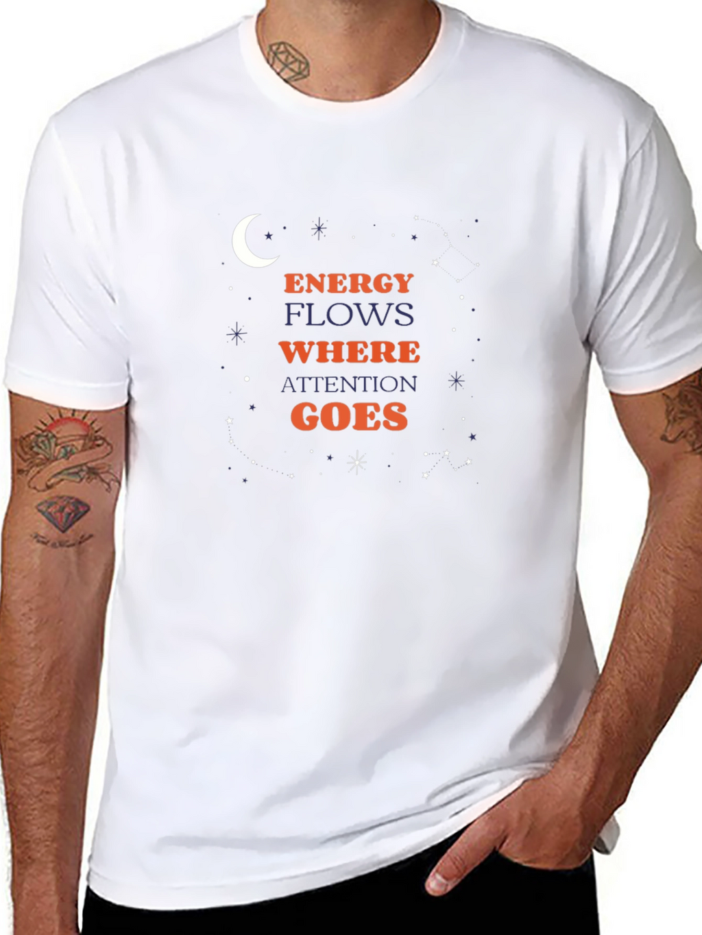 Energy Flows Where Attention Goes Black T-Shirt