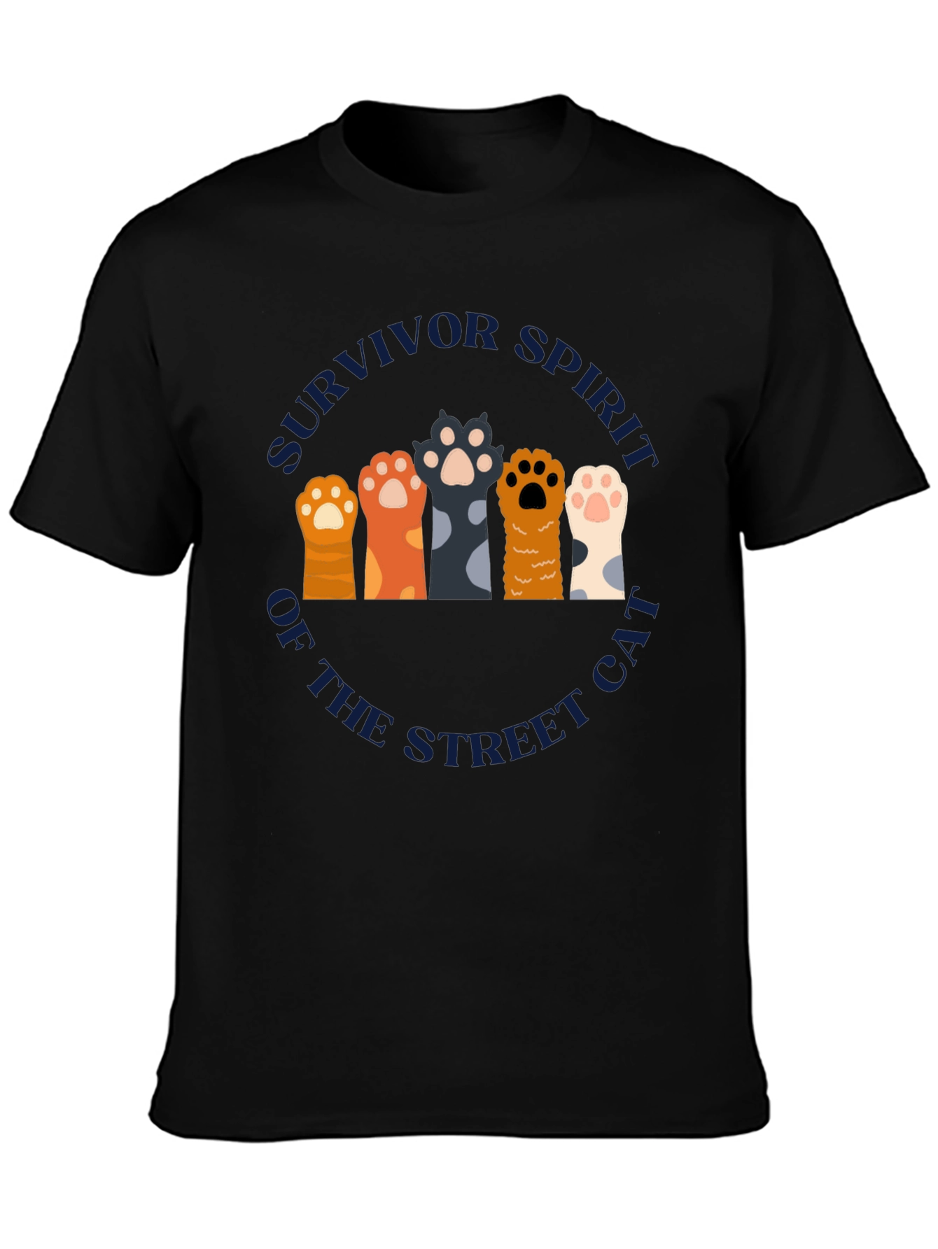 Survivor Spirit Cat Paw Print Graphic T-Shirt
